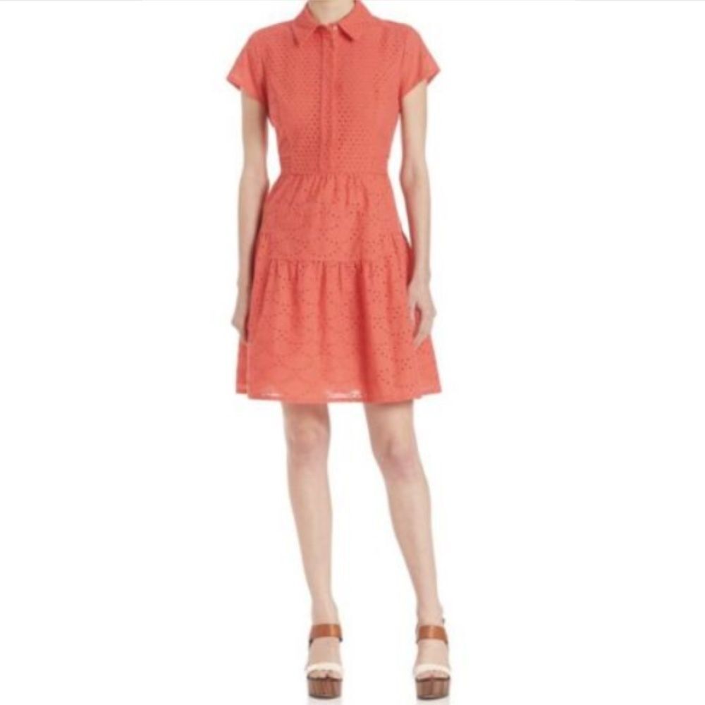 DVF Skylar Ocean Coral Eyelet Dress NWT